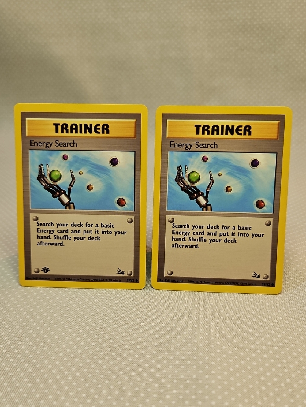1999 Pokemon Trainer Energy Search 59/62 Fossil 1st Edition & Regular Card
